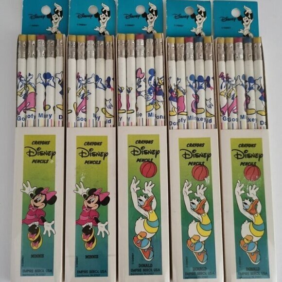 Vintage Disney Character Pencils 5 Packs of 5 Mickey Minnie Daisy Donald SEALED - Picture 1 of 6